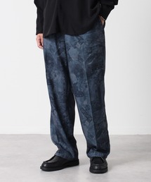 Drape Georgette Whole Pattern Wide Pants/ドレープジョーゼット 総柄 リラックスフィット センタープリーツ ワイドパンツ