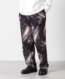 Drape Georgette Whole Pattern Wide Pants/ドレープジョーゼット 総柄 リラックスフィット センタープリーツ ワイドパンツ