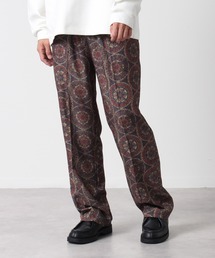 Drape Georgette Whole Pattern Wide Pants/ドレープジョーゼット 総柄 リラックスフィット センタープリーツ ワイドパンツ