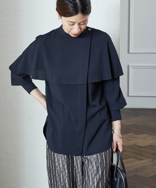 追加3》バックサテン ケープブラウス（シャツ/ブラウス）｜VERMEIL par
