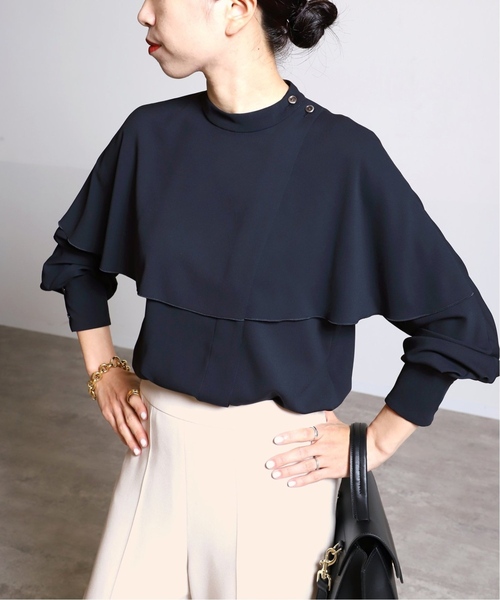 追加3》バックサテン ケープブラウス（シャツ/ブラウス）｜VERMEIL par