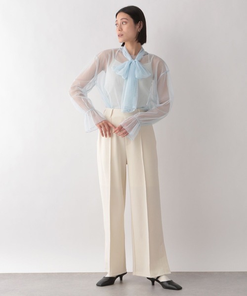 LOWRYS FARM(ローリーズファーム)の「シアーボウタイロングスリーブ 187701(Tシャツ/カットソー・レディース・ホワイト/ブラック/ブルー・FREE)」の15枚目の写真