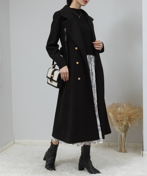 pumpkin port（パンプキンポート）の「フェイクウール 金ボタン フレア