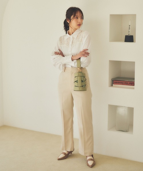 Andemiu（アンデミュウ）の「レースキリカエブラウス187127（シャツ/ブラウス・レディース・グリーン/ベージュ/オフホワイト・FREE）」の4枚目の写真