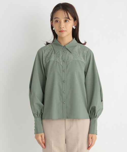 Andemiu（アンデミュウ）の「レースキリカエブラウス187127（シャツ/ブラウス・レディース・グリーン/ベージュ/オフホワイト・FREE）」の12枚目の写真