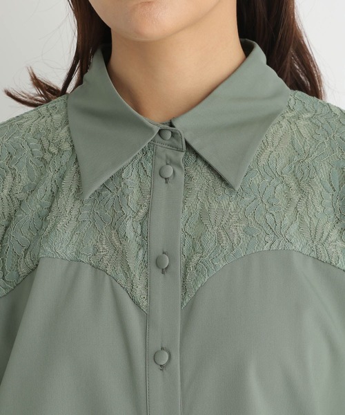 Andemiu（アンデミュウ）の「レースキリカエブラウス187127（シャツ/ブラウス・レディース・グリーン/ベージュ/オフホワイト・FREE）」の16枚目の写真