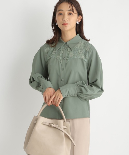 Andemiu（アンデミュウ）の「レースキリカエブラウス187127（シャツ/ブラウス・レディース・グリーン/ベージュ/オフホワイト・FREE）」の22枚目の写真