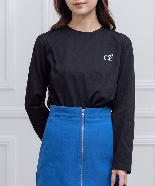 clear(クリア)の「刺繍ロングTシャツ/ロンT(Tシャツ/カットソー・レディース・ブラック/オフホワイト・F)」の1枚目の写真