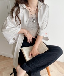 Java | 《JaVaジャバ コラボ》上品メンズライク。とろみオーバーサイズサテンシャツ(シャツ/ブラウス)