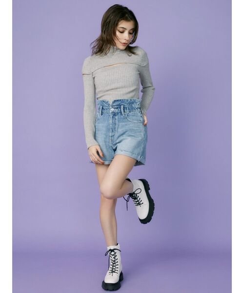 EVRIS（エヴリス）の「カッティングタートルニットトップス（ニット/セーター・レディース・グレー/ブルー/ブラック・FREE）」の6枚目の写真