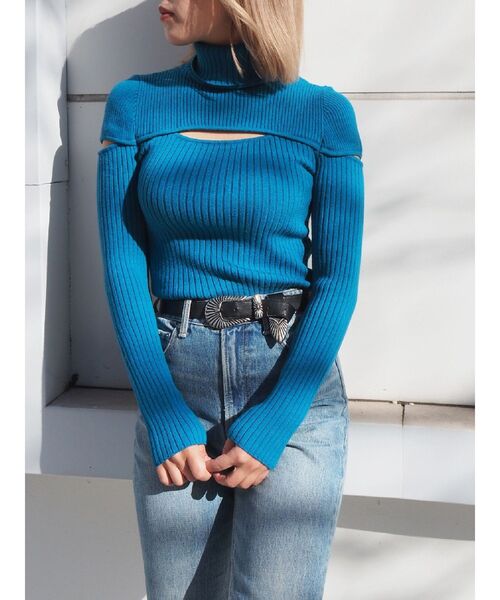 EVRIS（エヴリス）の「カッティングタートルニットトップス（ニット/セーター・レディース・グレー/ブルー/ブラック・FREE）」の21枚目の写真