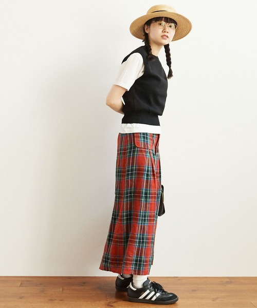 fig London - 専用　ニットベスト Fig London ベロア ベスト ブラック（透かし編みリボン