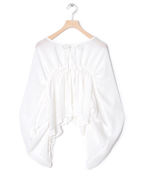 w closet(ダブルクローゼット)の「【前後2WAY】ドロストギャザープルオーバー(シャツ/ブラウス・レディース・パープル/オフホワイト/サックスブルー・FREE)」の5枚目の写真