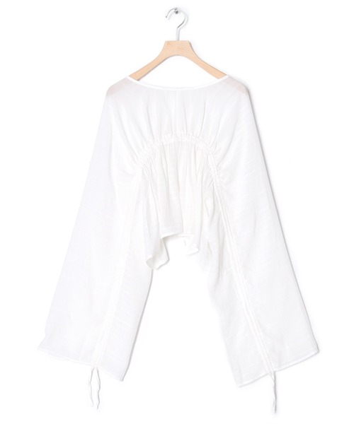 w closet(ダブルクローゼット)の「【前後2WAY】ドロストギャザープルオーバー(シャツ/ブラウス・レディース・パープル/オフホワイト/サックスブルー・FREE)」の7枚目の写真