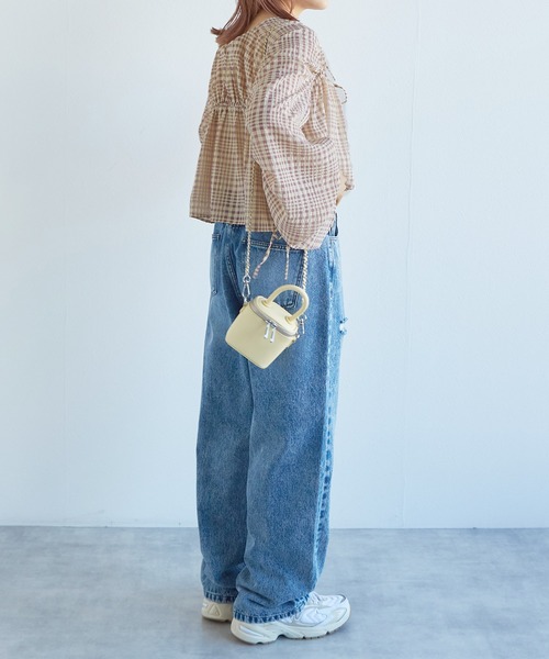 w closet(ダブルクローゼット)の「【前後2WAY】ドロストギャザープルオーバー(シャツ/ブラウス・レディース・パープル/オフホワイト/サックスブルー・FREE)」の14枚目の写真