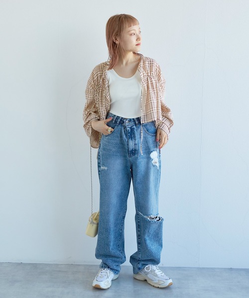 w closet(ダブルクローゼット)の「【前後2WAY】ドロストギャザープルオーバー(シャツ/ブラウス・レディース・パープル/オフホワイト/サックスブルー・FREE)」の22枚目の写真