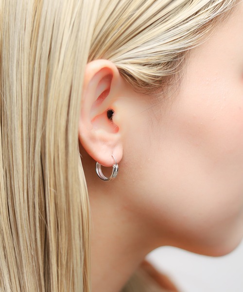シルバー925　デザインピアス（両耳用） 両耳 14mm】 ピアス メンズ レディース フープピアス シルバー