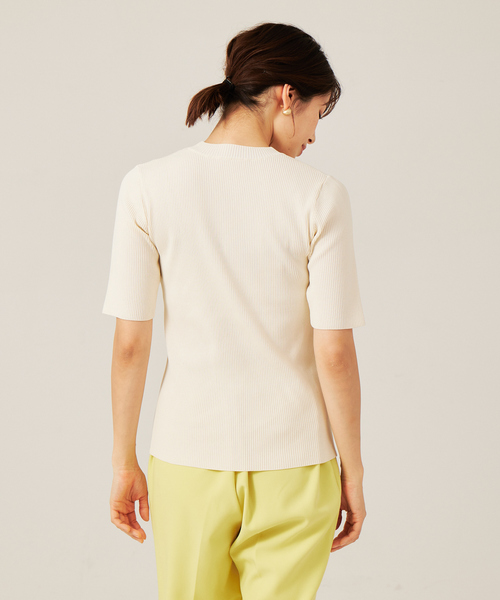 abahouse mavie（アバハウスマヴィ）の「ポリエステル5分袖リブPO（ニット/セーター・レディース・オレンジ/ブラック系その他/ホワイト系その他・フリー）」の8枚目の写真