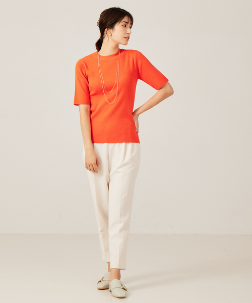 abahouse mavie（アバハウスマヴィ）の「ポリエステル5分袖リブPO（ニット/セーター・レディース・オレンジ/ブラック系その他/ホワイト系その他・フリー）」の12枚目の写真