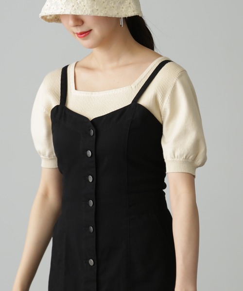 FREE'S MART（フリーズマート）の「◆スクエアネックボリュームスリーブ半袖ニット（ニット/セーター・レディース・ホワイト/ブラック/イエロー/グリーン・FREE）」の5枚目の写真