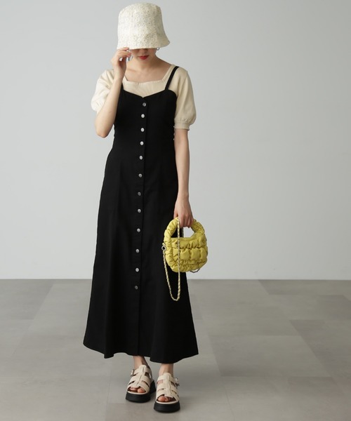 FREE'S MART（フリーズマート）の「◆スクエアネックボリュームスリーブ半袖ニット（ニット/セーター・レディース・ホワイト/ブラック/イエロー/グリーン・FREE）」の7枚目の写真