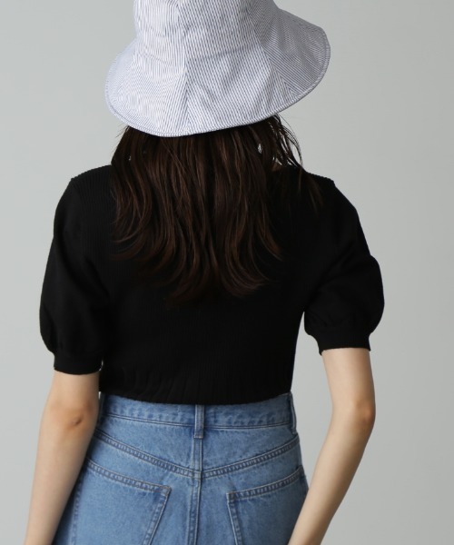 FREE'S MART（フリーズマート）の「◆スクエアネックボリュームスリーブ半袖ニット（ニット/セーター・レディース・ホワイト/ブラック/イエロー/グリーン・FREE）」の12枚目の写真