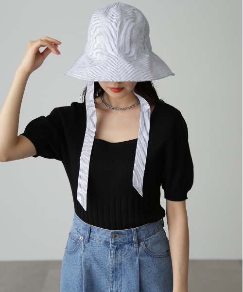 FREE'S MART（フリーズマート）の「◆スクエアネックボリュームスリーブ半袖ニット（ニット/セーター・レディース・ホワイト/ブラック/イエロー/グリーン・FREE）」の13枚目の写真