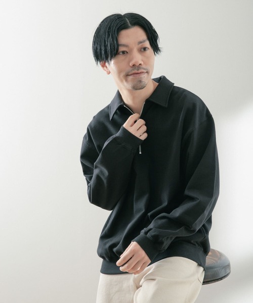 ITEMS URBANRESEARCH（アイテムズ アーバンリサーチ）の「ハーフジップ スウェットプルオーバー（スウェット・メンズ・ブラック/グレー/オートミール・MEDIUM/LARGE）」の4枚目の写真