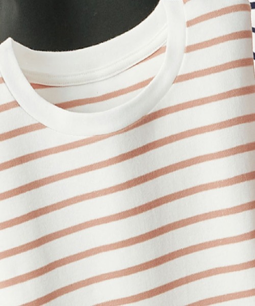 BELLUNA(ベルーナ)の「超長綿100%プルオーバー(Tシャツ/カットソー・レディース・ネイビー/ホワイト/ブラック/セージグリーン/コーラル/チェリーピンク/ネイビー×ホワイト/杢グレー/ローズ/ラベンダー/ホワイト×グリーン/ライム・MEDIUM/LARGE/X-LARGE)」の12枚目の写真