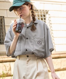 MONO-MART LADY'S | ヴィンテージライクオープンカラーエンブレム刺繍半袖シャツ(シャツ/ブラウス)