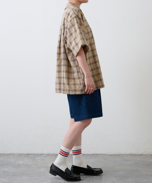 MONO-MART LADY'S（モノマートレディース）の「ヴィンテージライクオープンカラーエンブレム刺繍半袖シャツ（シャツ/ブラウス・レディース・アイボリー/ネイビー/ベージュ/ブラック・M/L）」の9枚目の写真