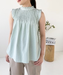 Meli rich | リネンタッチシャーリングノースリーブブラウス(シャツ/ブラウス)