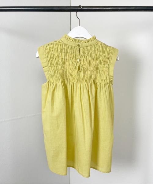 Meli rich（メリーリッチ）の「リネンタッチシャーリングノースリーブブラウス（シャツ/ブラウス・レディース・ネイビー/ホワイト/ライトブルー/ブラック/ピンク/イエロー/オレンジ/ミント・MEDIUM）」の14枚目の写真