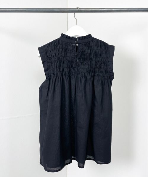 Meli rich（メリーリッチ）の「リネンタッチシャーリングノースリーブブラウス（シャツ/ブラウス・レディース・ネイビー/ホワイト/ライトブルー/ブラック/ピンク/イエロー/オレンジ/ミント・MEDIUM）」の13枚目の写真