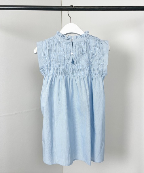 Meli rich（メリーリッチ）の「リネンタッチシャーリングノースリーブブラウス（シャツ/ブラウス・レディース・ネイビー/ホワイト/ライトブルー/ブラック/ピンク/イエロー/オレンジ/ミント・MEDIUM）」の20枚目の写真