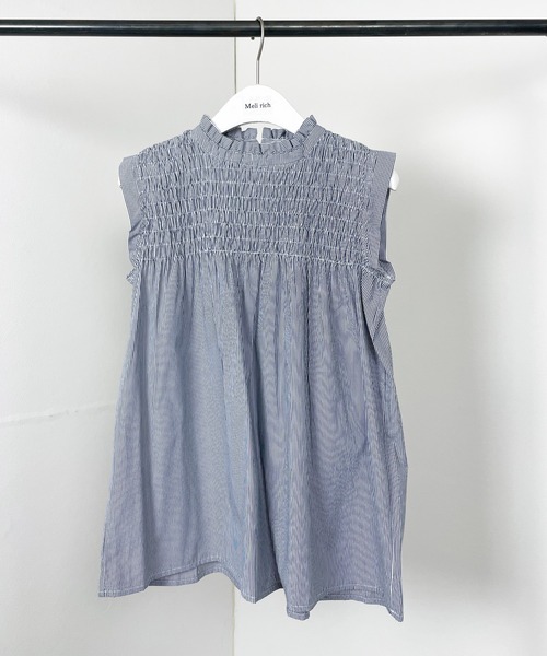 Meli rich（メリーリッチ）の「リネンタッチシャーリングノースリーブブラウス（シャツ/ブラウス・レディース・ネイビー/ホワイト/ライトブルー/ブラック/ピンク/イエロー/オレンジ/ミント・MEDIUM）」の21枚目の写真