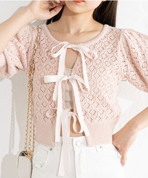 Chico | グログランリボン柄編み2wayニット(カーディガン/ボレロ)