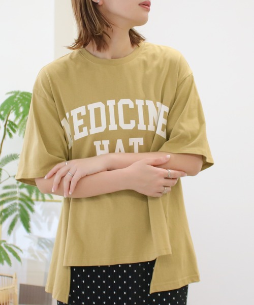 Social GIRL(ソーシャルガール)の「スリットロゴTシャツ(Tシャツ/カットソー・レディース・ブラック/オフホワイト/ベージュ/ライトグリーン・M)」の22枚目の写真