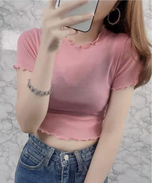 i-dare(アイディア)の「【i-dare】 シースルー シアー 半袖 トップス(Tシャツ/カットソー・レディース・ホワイト/ブラック/アイボリー/ピンク/パープル・FREE)」の1枚目の写真