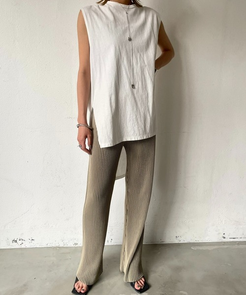 AIC.（エーアイシー）の「配色リブストレートパンツ/セットアップ可能（その他パンツ・レディース・ブラック/カーキ・FREE）」の10枚目の写真