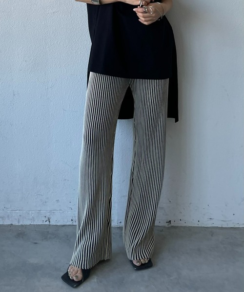 AIC.（エーアイシー）の「配色リブストレートパンツ/セットアップ可能（その他パンツ・レディース・ブラック/カーキ・FREE）」の7枚目の写真