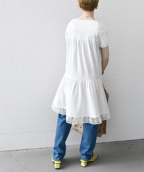 SHIPS any（シップス エニィ）の「SHIPS any:〈洗濯機可能〉ティアード レース チュニック Tシャツ（Tシャツ/カットソー・レディース・ブラック/ホワイト・ONE SIZE）」の11枚目の写真