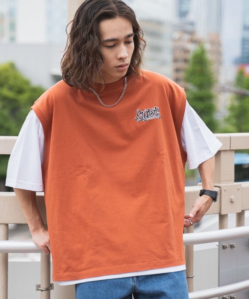 WEGO（ウィゴー）の「WEGO/【3点セット】アクセ付きアンサンブルカットベストT（アンサンブル・メンズ・ブラック/サックスブルー/ダークグリーン/ダークオレンジ・MEDIUM/LARGE）」の8枚目の写真