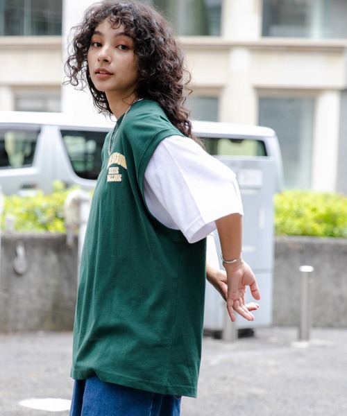 WEGO（ウィゴー）の「WEGO/【3点セット】アクセ付きアンサンブルカットベストT（アンサンブル・メンズ・ブラック/サックスブルー/ダークグリーン/ダークオレンジ・MEDIUM/LARGE）」の14枚目の写真