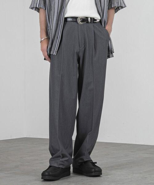 coen（コーエン）の「センタープレスタックワイドスラックス（スラックス・メンズ・ブラック/オフホワイト/ダークグレー・S/L/M）」の3枚目の写真