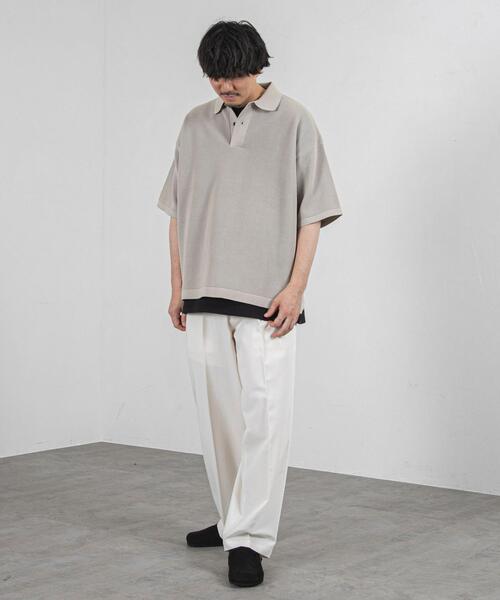 coen（コーエン）の「センタープレスタックワイドスラックス（スラックス・メンズ・ブラック/オフホワイト/ダークグレー・S/L/M）」の5枚目の写真