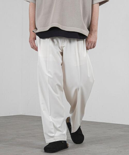 coen（コーエン）の「センタープレスタックワイドスラックス（スラックス・メンズ・ブラック/オフホワイト/ダークグレー・S/L/M）」の6枚目の写真