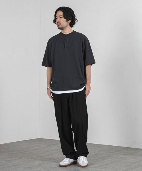 coen（コーエン）の「センタープレスタックワイドスラックス（スラックス・メンズ・ブラック/オフホワイト/ダークグレー・S/L/M）」の8枚目の写真