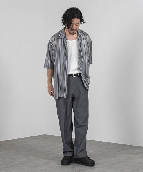 coen（コーエン）の「センタープレスタックワイドスラックス（スラックス・メンズ・ブラック/オフホワイト/ダークグレー・S/L/M）」の11枚目の写真