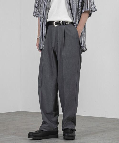 coen（コーエン）の「センタープレスタックワイドスラックス（スラックス・メンズ・ブラック/オフホワイト/ダークグレー・S/L/M）」の12枚目の写真